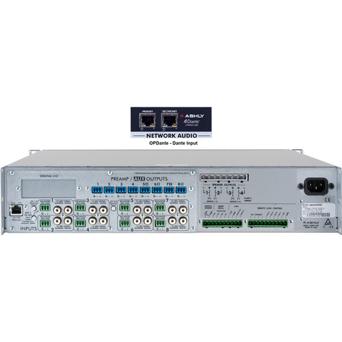 Ashly 4-Channel 1000W Pema Network Power Amplifier with OPDante Card & Protea DSP Software Suite (Low-Z) - Ashly Audio