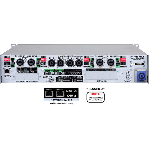 Ashly NXE Series 4-Channel Networkable Multi-Mode Power Amplifier with OPDAC4 & CNM-2 Cards - Ashly Audio