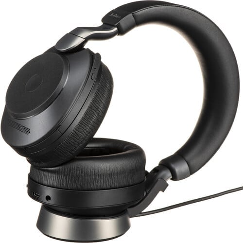 Jabra Evolve2 85 Noise-Canceling Wireless Over-Ear Headset with Stand (Unified Communication, USB Type-A, Black) - Jabra