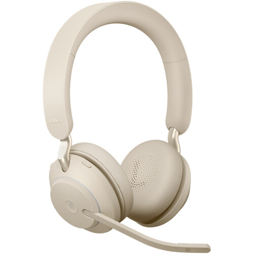 Jabra Evolve2 65 Stereo Wireless On-Ear Headset (Microsoft Teams, USB Type-A, Beige) - Jabra