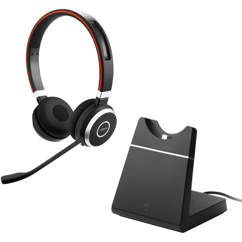 Jabra EVOLVE 65+ MS Stereo Bluetooth Headset with Charging Stand - Jabra