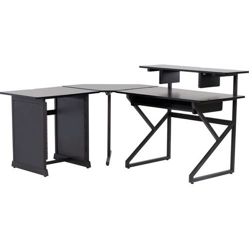 Gator Content Creator Furniture Series Desk , Main Desk, Corner Section,12U Studio Rack Table (Black) - Gator Cases, Inc.
