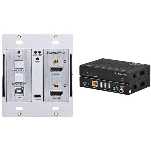 KanexPro Double Gang 4K HDMI & USB 2.0 Wall Plate Switcher over HDBaseT with IR & PoH - KanexPro