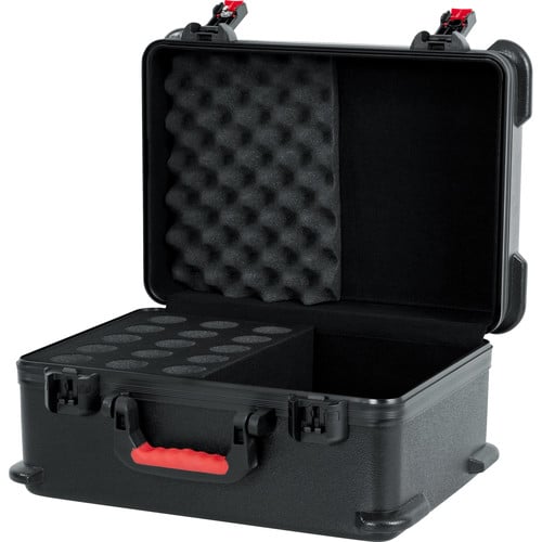 Gator GTSA-MIC15 ATA-Molded Polyethylene Case with Foam Drops for up to 15 Wired Microphones - Gator Cases, Inc.