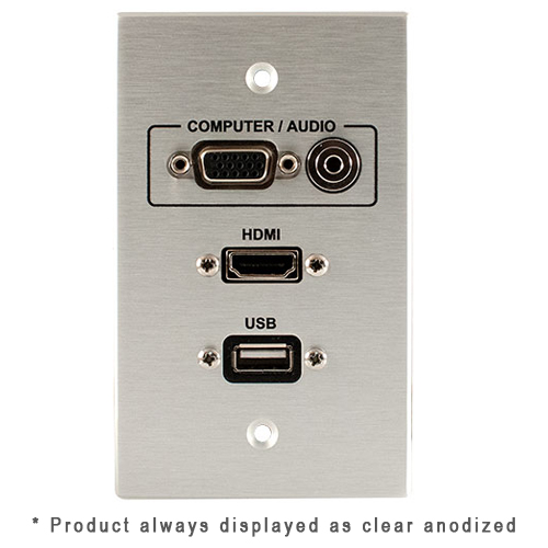 Covid W1406M-BK 1-Gang, VGA Pt, HDMI Pigtail, 3.5mm, USB AA, BK - Covid, Inc.