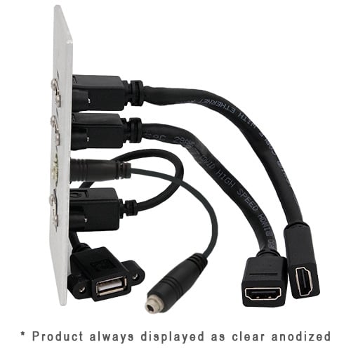 Covid W1403P-BK 1-Gang, HDMI Pigtail (2), USB BA, 3.5mm, Black - Covid, Inc.