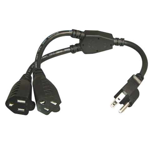 Covid PC-06-16-BLK-03 Power Cord, N5-15P to (2) N5-15R, 16 AWG, 3ft - Covid, Inc.