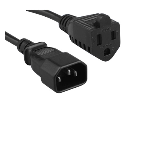 Covid PC-08-18-BLK-01 Power Cord, N5-15R to C14, 18 AWG, 1ft - Covid, Inc.