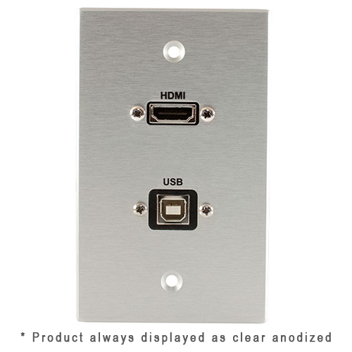 Covid W1218P-CA 1-Gang, HDMI Pigtail, USB BA Pigtail, Clear Anod - Covid, Inc.