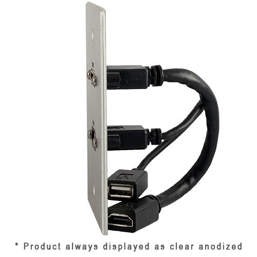 Covid W1219P-CA 1-Gang, HDMI Pigtail, USB AA Pigtail, Clear Anod - Covid, Inc.
