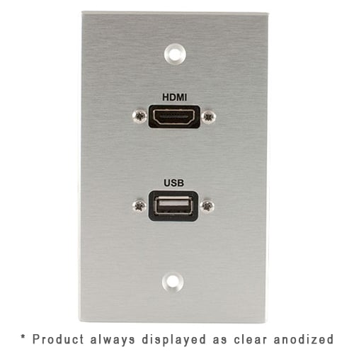 Covid W1220M-CA 1-Gang, HDMI Female, USB AB Pigtail, Clear Anod - Covid, Inc.