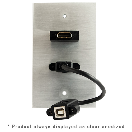 Covid W1220M-CA 1-Gang, HDMI Female, USB AB Pigtail, Clear Anod - Covid, Inc.
