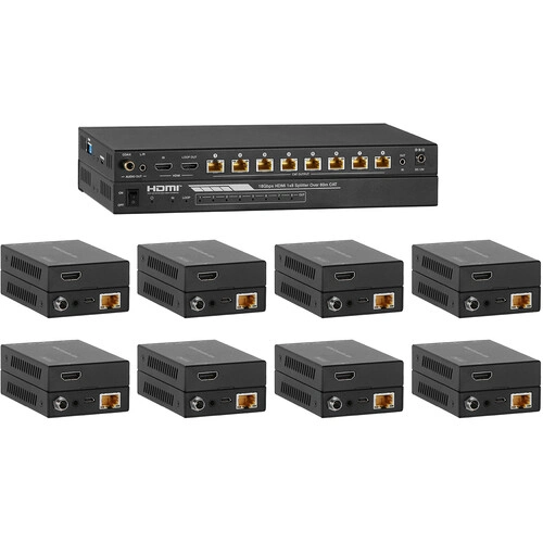 KanexPro 1x8 HDMI Distribution Amplifier and Cat 5e/6 Extender Kit (18 Gb/s) - KanexPro