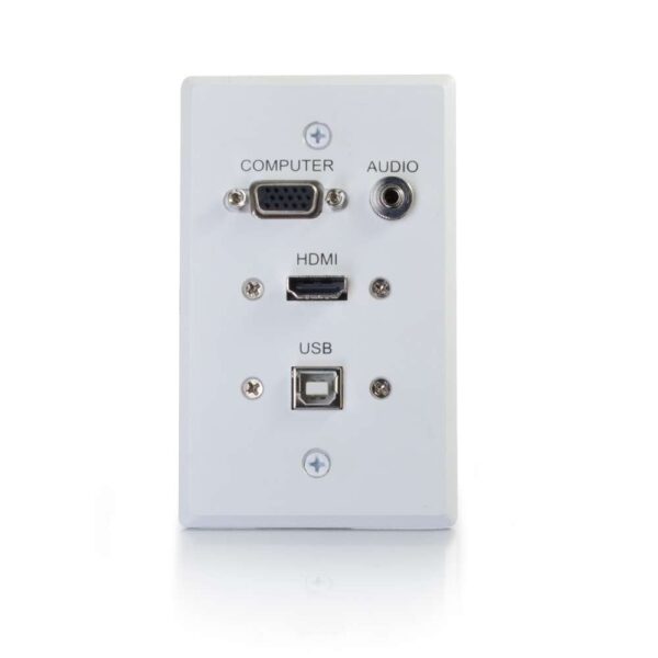 C2G 39706 Single Gang WP HDMI VGA 3.5mm USB-Whiteite - C2G