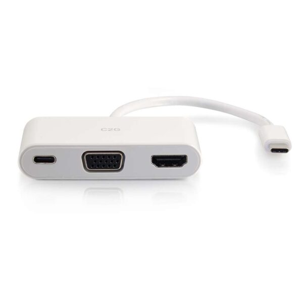 C2G 26885 USB C to HDMI VGA Adapter w/ Power White - C2G