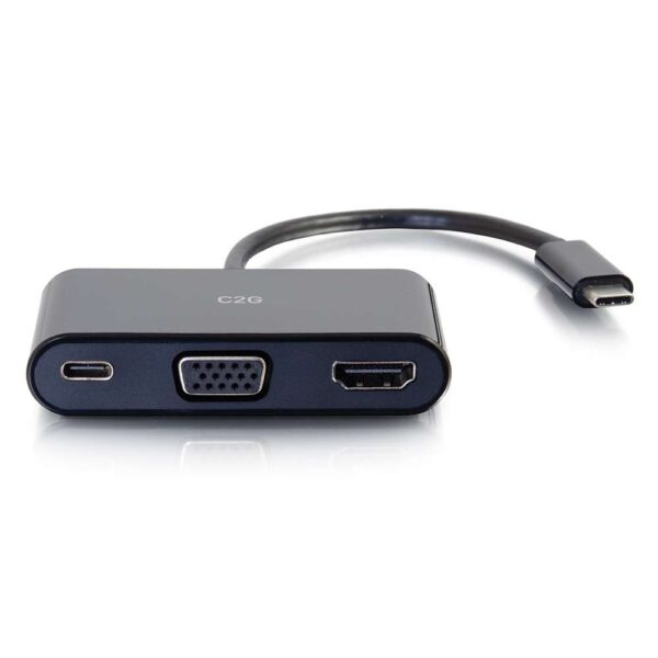 C2G 26884 USB C to HDMI VGA Adapter w/ Power Black - C2G