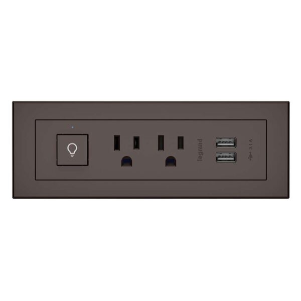 C2G 16357 Radiant Furn SwPower 2Outlet 2USB Brown - C2G