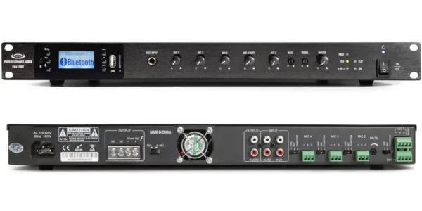 Pure Resonance Audio Paging Sound System with SD5 Ceiling Tile Speaker, RMA120BT Rack Mount Bluetooth Mixer Amplifier & PTT1 Push-to-Talk Microphone - Pure Resonance Audio