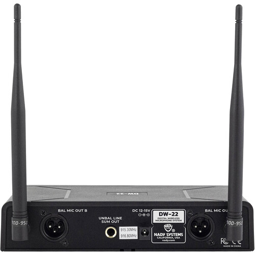 Nady DW-22-HT-LT-HM Digital Dual Transmitter Fixed Frequency Wireless Combo Handheld & Lapel/Headmic Microphone System - Nady
