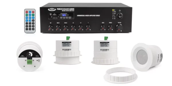 Pure Resonance Audio Background Music Sound System with 4 C3 Ceiling Speakers & MA30BT Bluetooth Mixer Amplifier - Pure Resonance Audio