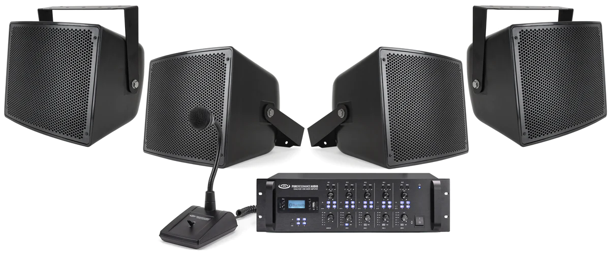 George Stevenson Verdorie Kardinaal Pure Resonance Audio - Pure Resonance Audio Commercial Outdoor Speaker  System With 4 S10 All-Weather Stadium Loudspeakers, RZMA240BT Multi Zone  Bluetooth Mixer Amplifier & PMZ16 Paging Microphone @ PSS Audiovisual  Equipment