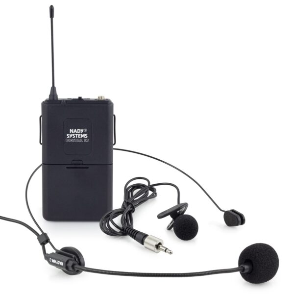Nady DW-22-LT-HM Digital Dual Transmitter Fixed Frequency Wireless Lapel/Headmic Microphone System - Nady