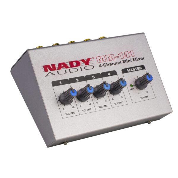 Nady MM-141+PAD-1 4-Channel Mono Unbalanced Line Mini Mixer - AC Adapter Included - Nady