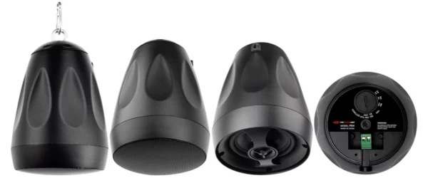 Pure Resonance Audio Retail Store Sound System Featuring 2 Indoor/Outdoor Surface Mount Speakers, 8 Pendant Speakers & Rack Mount Bluetooth Mixer Amplifier - Pure Resonance Audio
