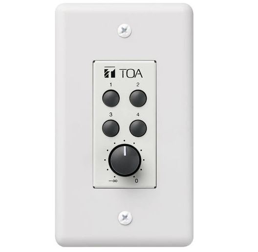 Toa Electronics ZM-9002 - 4-Switch Remote Wall Panel with Volume Knob for 9000 Series - TOA Electronics