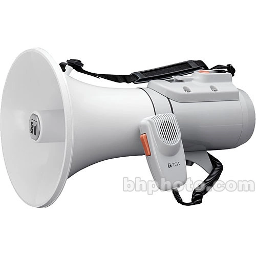 Toa Electronics ER-2215W 15W Shoulder-Held Megaphone with Whistle and Detachable Microphone (Gray) - TOA Electronics