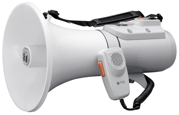 Toa Electronics ER-2215W 15W Shoulder-Held Megaphone with Whistle and Detachable Microphone (Gray) - TOA Electronics