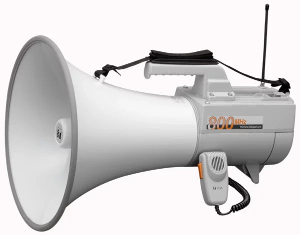 Toa Electronics ER-2930W 30W Shoulder-Held Megaphone with Whistle & Built-In Wireless Mic Receiver (Gray) - TOA Electronics