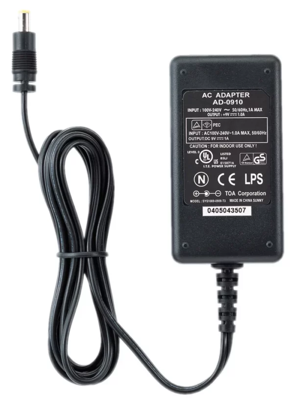 Toa Electronics AD-0910UL AC Adapter for TS-801, TS-802, TS-901 and TS-902 Conference System Chairperson Stations - TOA Electronics