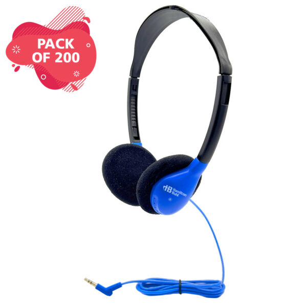 HamiltonBuhl Personal On-Ear Stereo Headphone - BLUE - 200 Pack - Hamilton Electronics Corp.