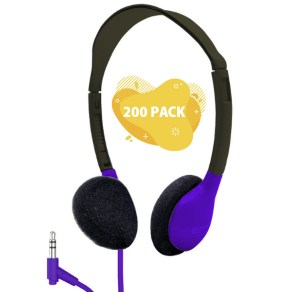 HamiltonBuhl Personal On-Ear Stereo Headphone - PURPLE - 200 Pack - Hamilton Electronics Corp.