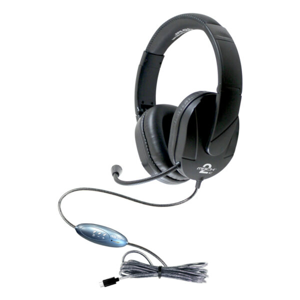 MACH-2 USB Type-C Deluxe-Sized Multimedia Headset with Steel Reinforced Gooseneck Mic - 40 Pack - Hamilton Electronics Corp.