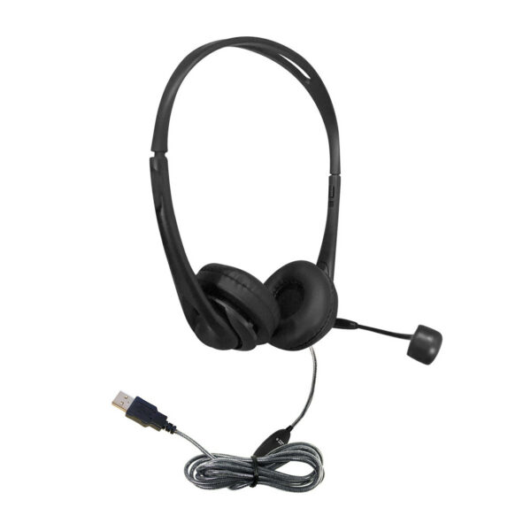 WorkSmart Personal-Sized USB Headset with Steel-Reinforced Gooseneck Microphone, Leatherette Ear Cushions - 60 Pack - Hamilton Electronics Corp.