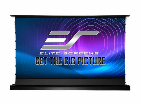 Elite Screens Kestrel Tab-Tension 121" 16:9 Ultra-Short Throw ALR Electric Floor-Rising Screen (Black Casing) - Elite Screens Inc.
