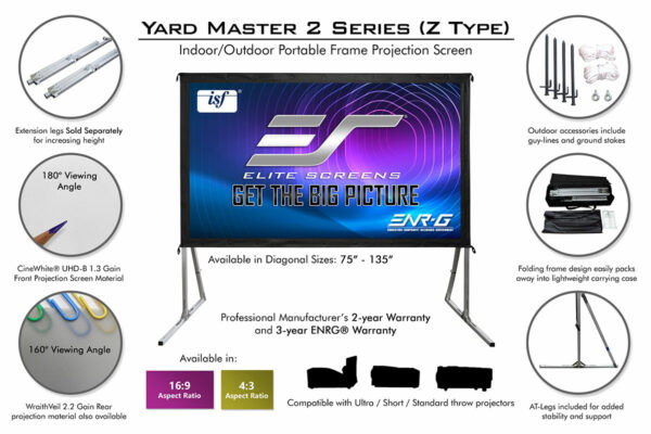 Elite Screens Z-OMS90H2 Yard Master 2 Fast Folding-Frame Outdoor Projection Screen - Elite Screens Inc.