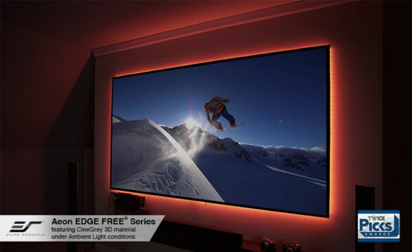 Elite Screens ZAR100DHD3-M 2.35:1 Ambient Light Rejecting Edge Free Fixed Frame Projection Screen - Elite Screens Inc.