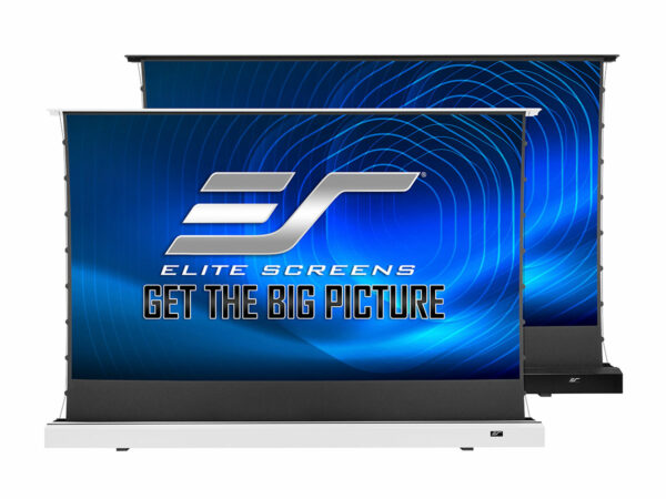 Elite Screens Kestrel Tab-Tension 101" 16:9 Ultra-Short Throw ALR Electric Floor-Rising Screen (White Casing) - Elite Screens Inc.