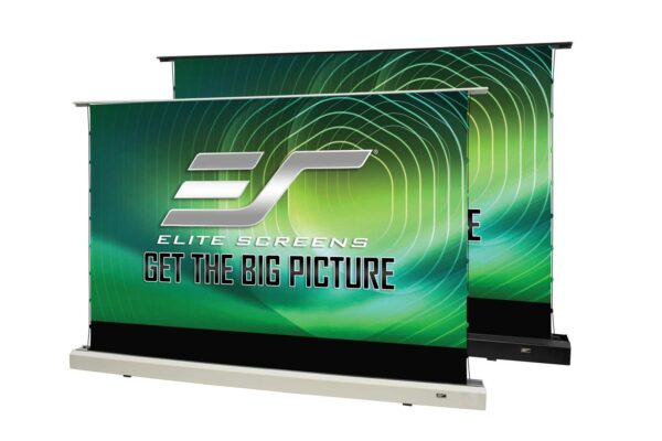 Elite Screens Kestrel Tab-Tension 101" 16:9 Ultra-Short Throw ALR Electric Floor-Rising Screen (Black Casing) Projector Screen - Elite Screens Inc.