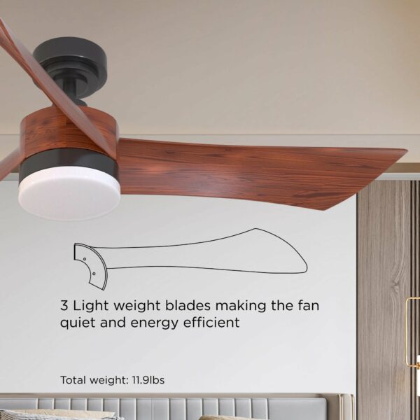 ONE Smart Ceiling Fans OHCF03-WT 54 in. WIFI 3-Blade Smart Ceiling Fan with Reversible Motor, 6 Speeds and 3 Color Temperatures, App Control, Walnut - Promounts