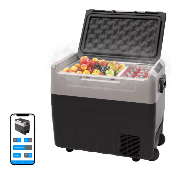One Car Cooler 14.5 Gallon Bluetooth Dual Zone Insulated Wheeled Portable Cooler with Handle, 86 (12oz) Cans - Promounts