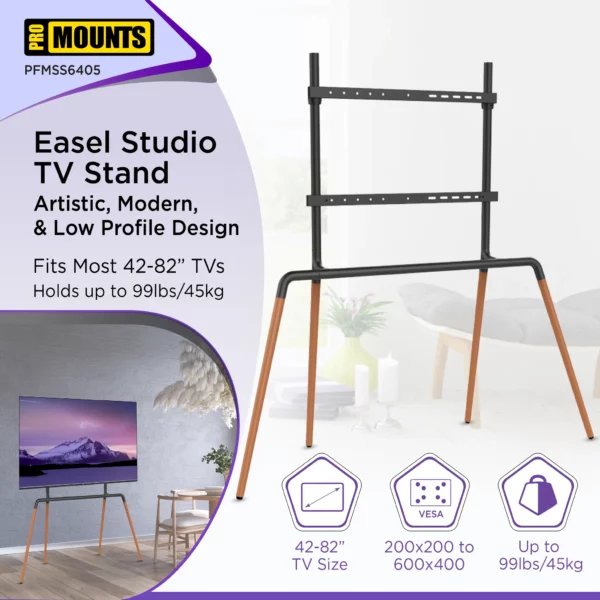 ProMounts PFMSS6405 Easel TV Stand Mount For 42"-82" TVs And Holds Up To 99Lbs - Promounts