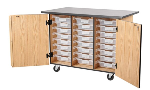 Oklahoma Sound MSC04-C NPS® Mobile Science Cabinet - Bin Cabinet Cart with Chem-Res Top - Oklahoma Sound