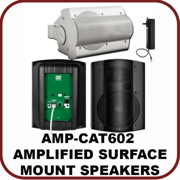 OWI AMP-CAT-602-2W White Surface mount Amplified Speaker with CAT AMP + 1 companion speaker 30 WATTS - OWI