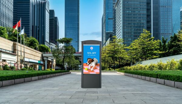 Peerless KOP55XHB-A Smart City Kiosk with 55" Xtreme High-Bright Outdoor Display and Speakers (Black) - Peerless