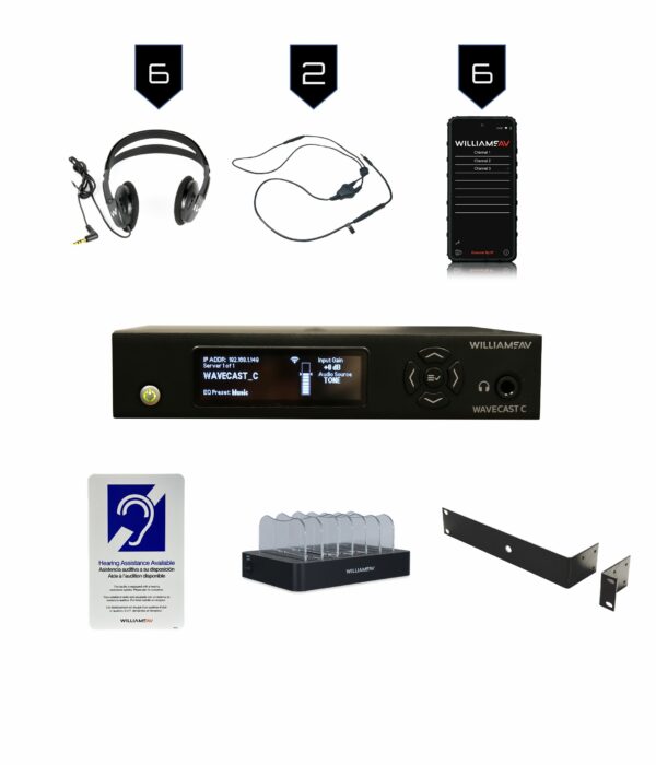 Williams WF SYS2C Wi-Fi assistive listening system with 6 WAV Pro Wi-Fi Receivers - Williams AV