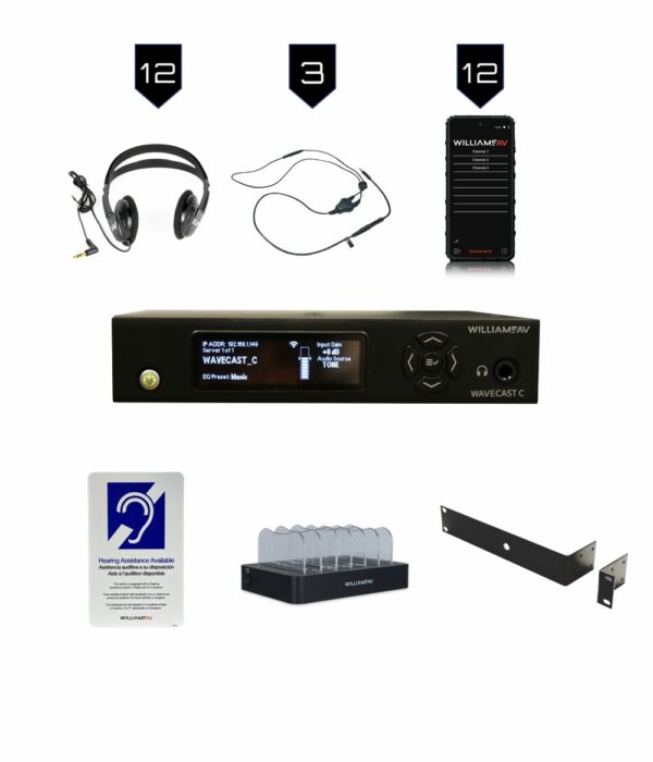 Williams WF SYS3C Wi-Fi assistive listening system with 12 WAV Pro Wi-Fi Receivers - Williams AV